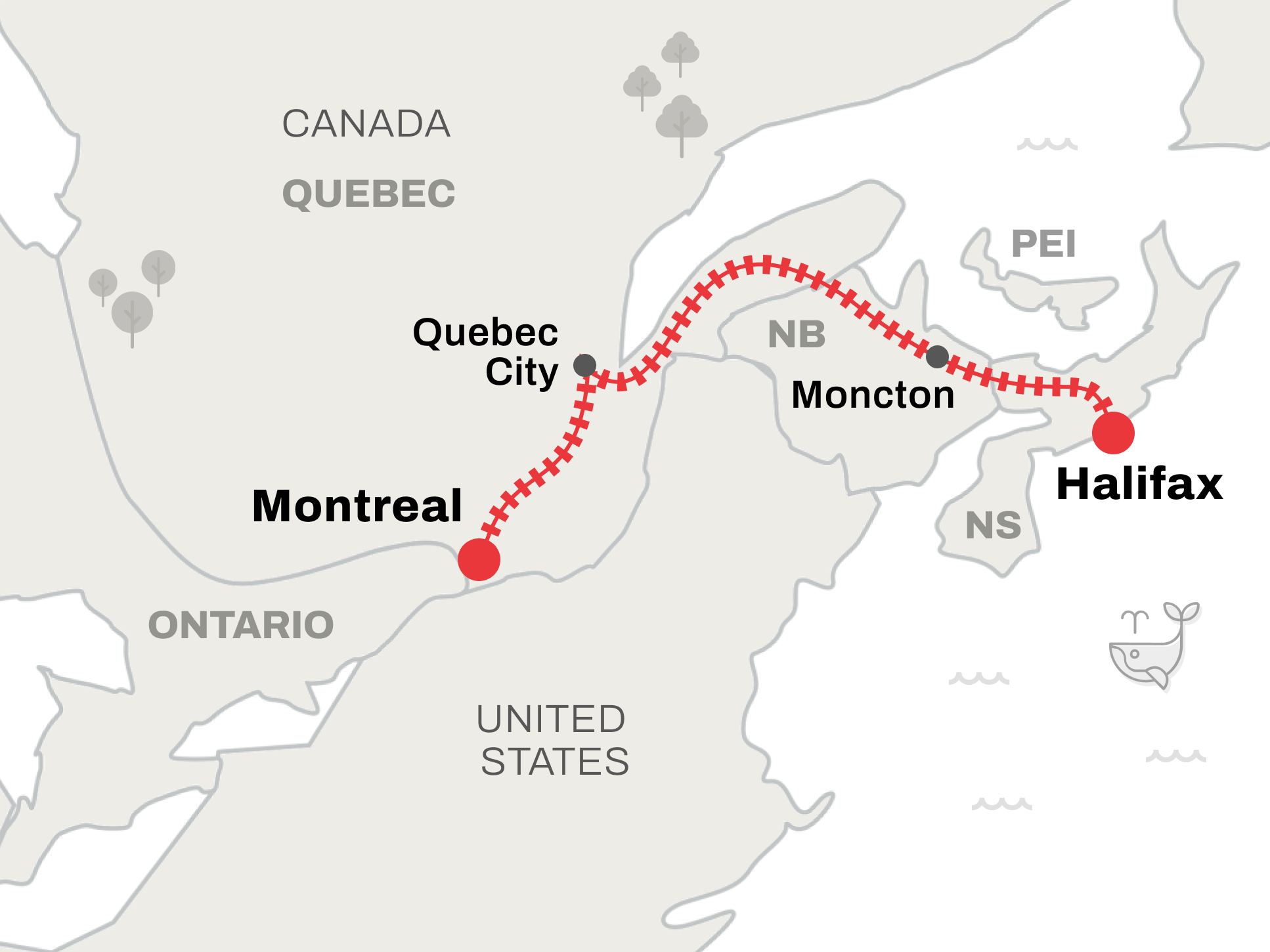 VIA Rail The Ocean Train Canada Montreal to Halifax Train